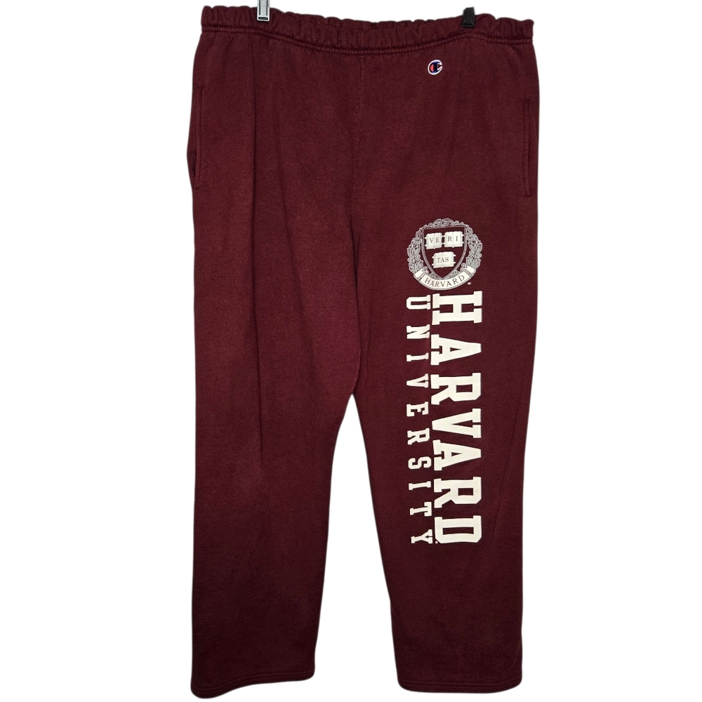 Vintage Harvard Champion Sweatpants‎ Straight XL Spell Out Shield Logo Crimson